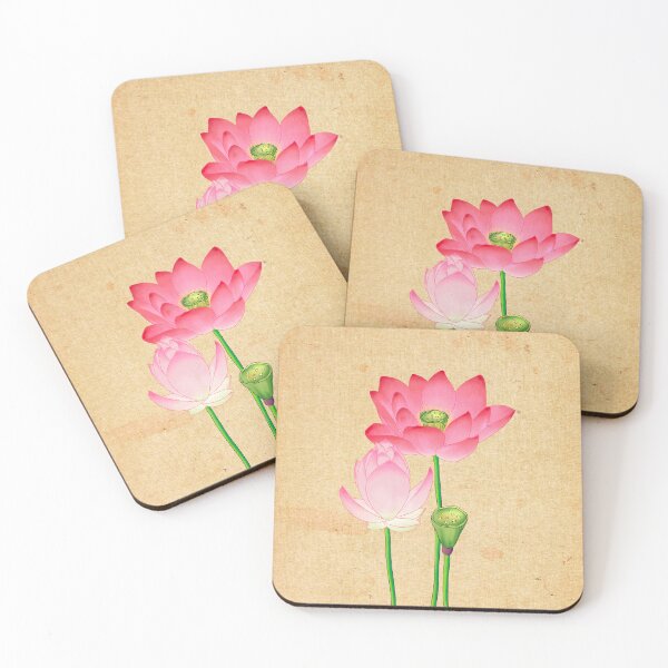 Item preview, Sacred Bloom: Pink Lotus on Light Ochre  designed and sold by QamarART Paintings.