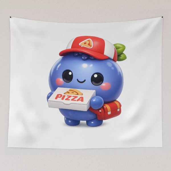 Item preview, Cute Pizza Delivery Blueberry | Kawaii Fruit Character Art designed and sold by Moons Studio.