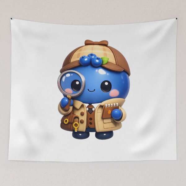 Item preview, Cute Blueberry Detective | Kawaii Fruit Character Art designed and sold by Moons Studio.