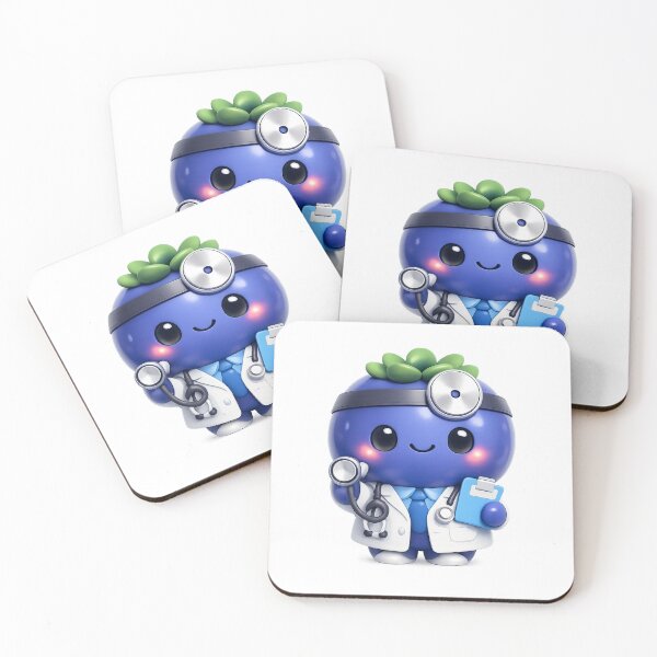 Item preview, Cute Blueberry Doctor | Kawaii Fruit Medical Character Art designed and sold by Moons Studio.