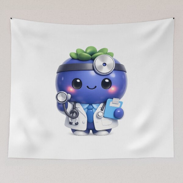 Item preview, Cute Blueberry Doctor | Kawaii Fruit Medical Character Art designed and sold by Moons Studio.