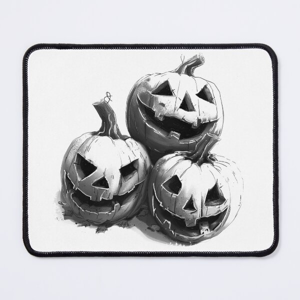 Item preview, Stacked Jack-o’-Lanterns – Playful Halloween Pumpkin Illustration in Black and White designed and sold by inkoutninja.