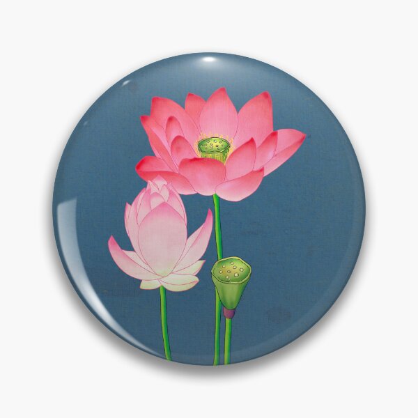 Item preview, Misty Dawn: Pink Lotus on Cool Blue-Gray  designed and sold by QamarART Paintings.