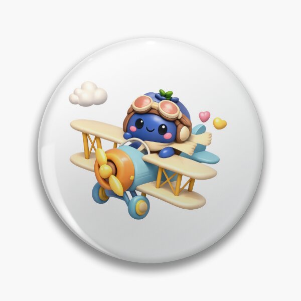 Item preview, Cute Blueberry Pilot Flying Biplane | Kawaii Fruit Character Art designed and sold by Moons Studio.