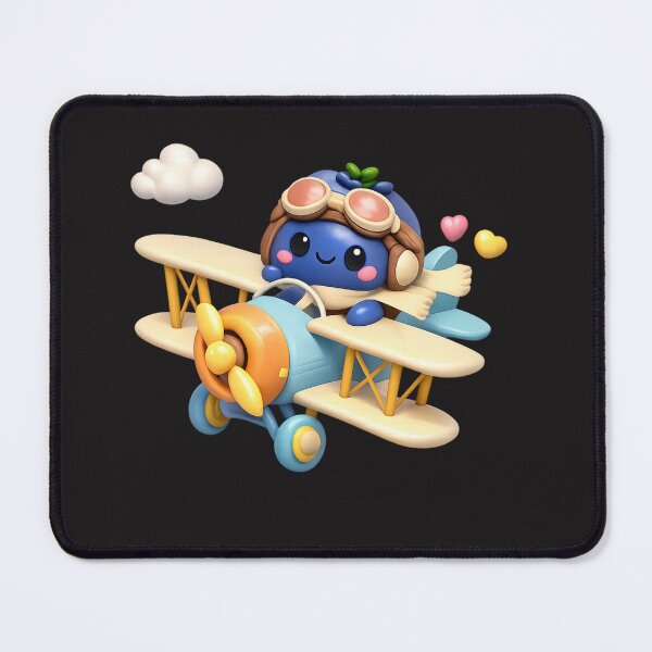 Item preview, Cute Blueberry Pilot Flying Biplane | Kawaii Fruit Character Art designed and sold by Moons Studio.