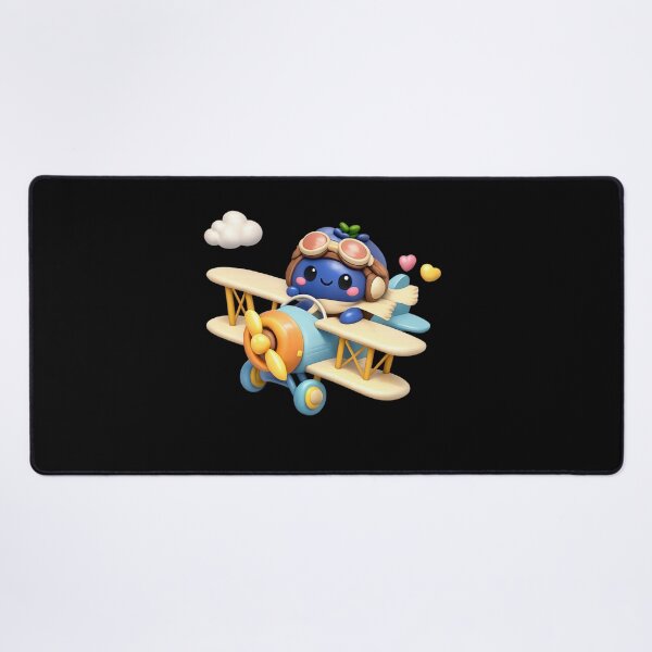 Item preview, Cute Blueberry Pilot Flying Biplane | Kawaii Fruit Character Art designed and sold by Moons Studio.