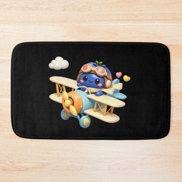 Item preview, Cute Blueberry Pilot Flying Biplane | Kawaii Fruit Character Art designed and sold by Moons Studio.