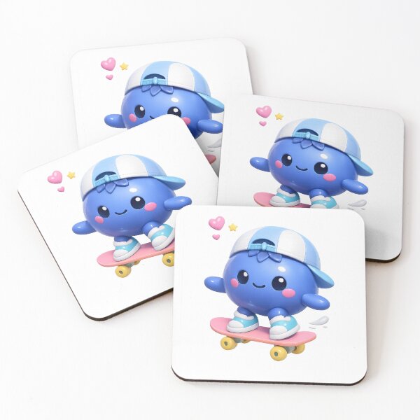 Item preview, Cute Blueberry Skateboarder | Kawaii Fruit Character Art designed and sold by Moons Studio.