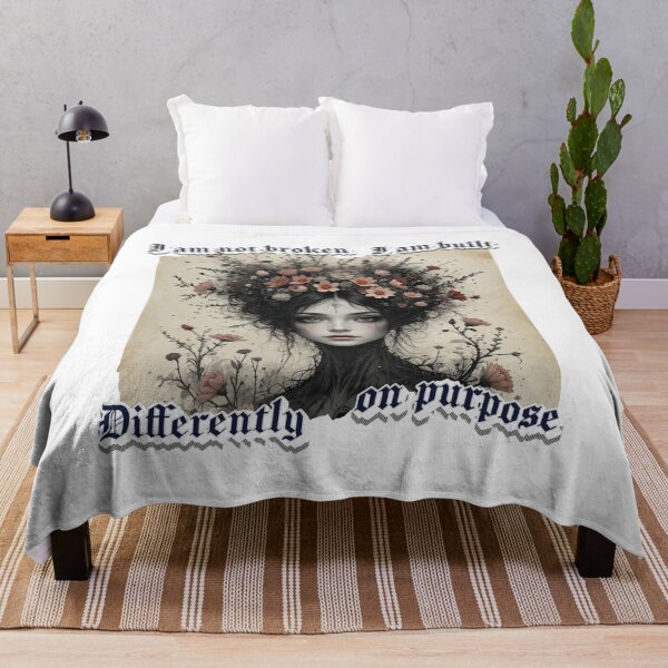 Item preview, I Am Not Broken I Am Built Differently On Purpose – Gothic Mental Health Empowerment Art designed and sold by TheCleverSkull.