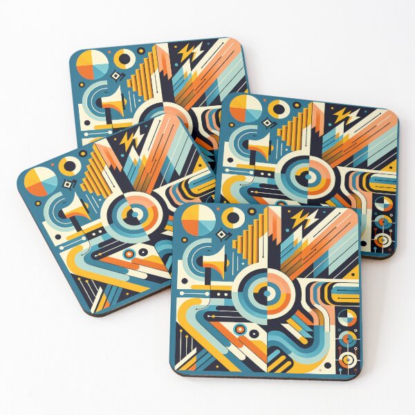 Item preview, Bold Geometric Letterform Abstract in Teal and Orange designed and sold by InkSmithery.