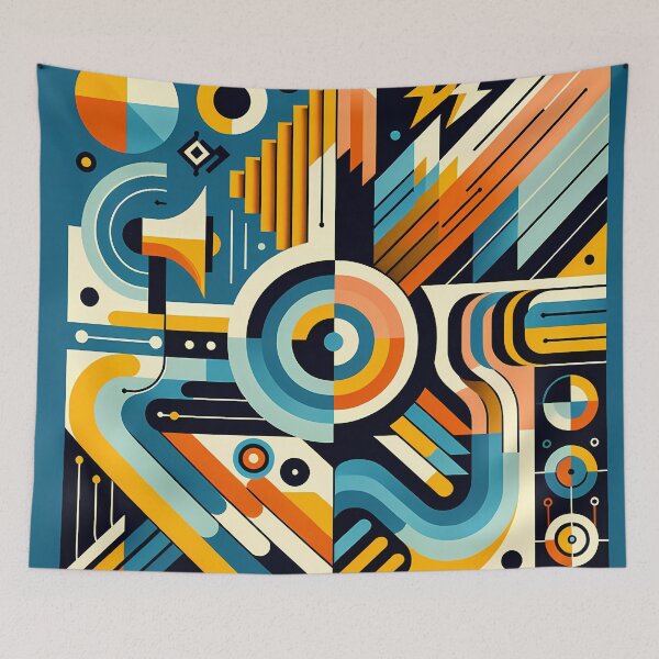 Item preview, Bold Geometric Letterform Abstract in Teal and Orange designed and sold by InkSmithery.