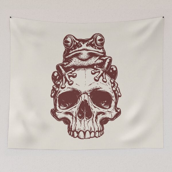 Item preview, Frog on Skull Gothic Nature Illustration designed and sold by Eh Plus Designs.