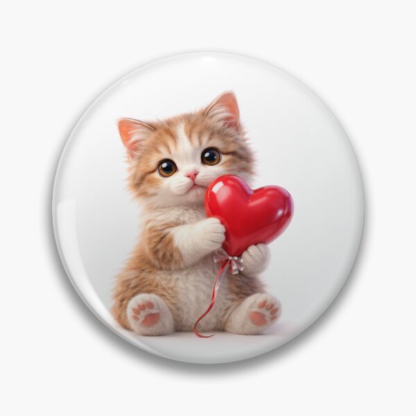 Item preview, Cute Valentine Cat with Heart Balloon – 3D Love Design designed and sold by Brajrani.