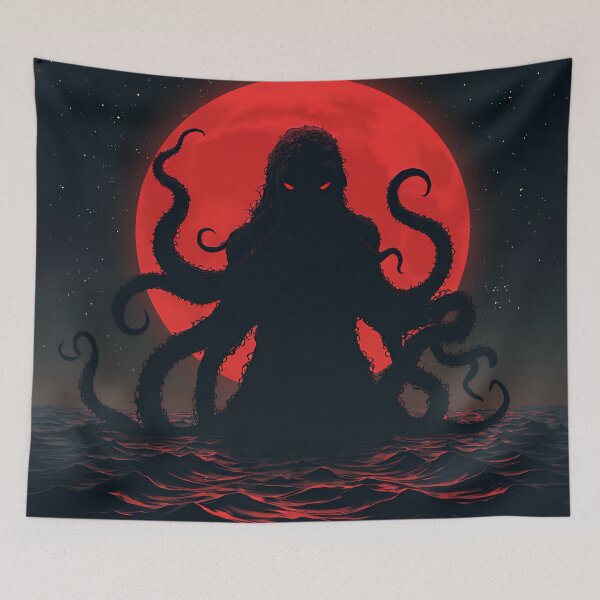 Item preview, Eldritch Sea Entity Rising Under a Blood Moon – Dark Cosmic Horror Art designed and sold by cr6zym1nd.
