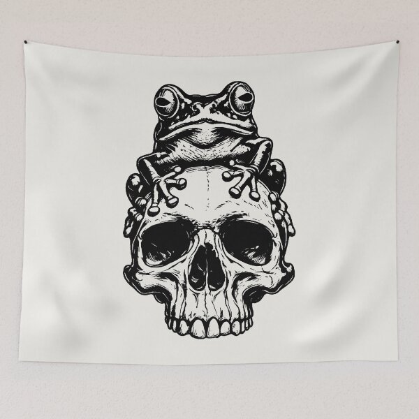 Item preview, Frog on Skull Gothic Nature Illustration designed and sold by Eh Plus Designs.