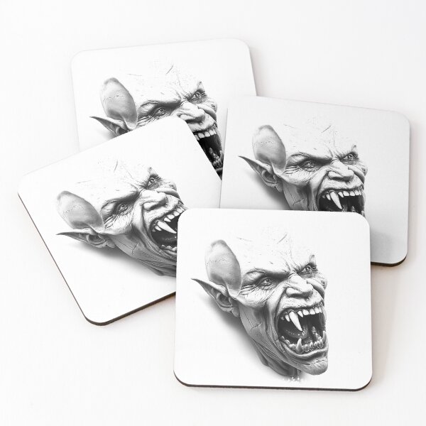 Item preview, Screaming Vampire Demon – Horror Creature Illustration in Black and White designed and sold by inkoutninja.