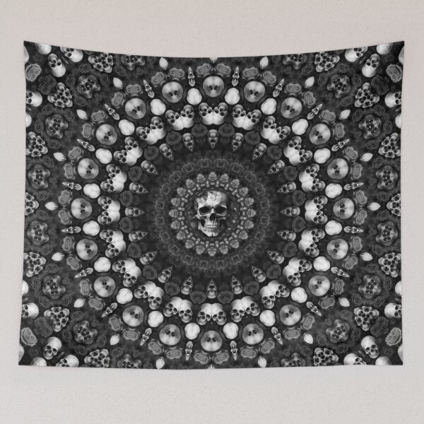 Item preview, Black and White Skull Mandala designed and sold by cr6zym1nd.