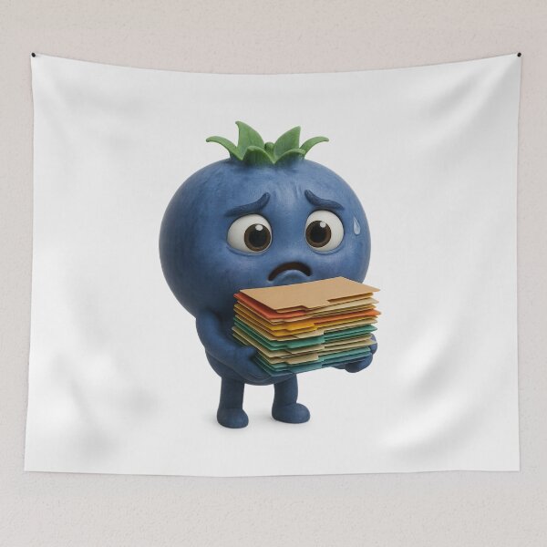 Item preview, Cute Overworked File Organizer Blueberry - Stressed Office Assistant | Kawaii Funny Office Humor Gift Art designed and sold by Moons Studio.