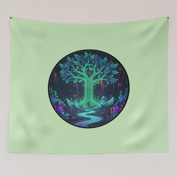 Item preview, Cyberpunk Botanical Garden Neon Tree designed and sold by Remy-Aura.
