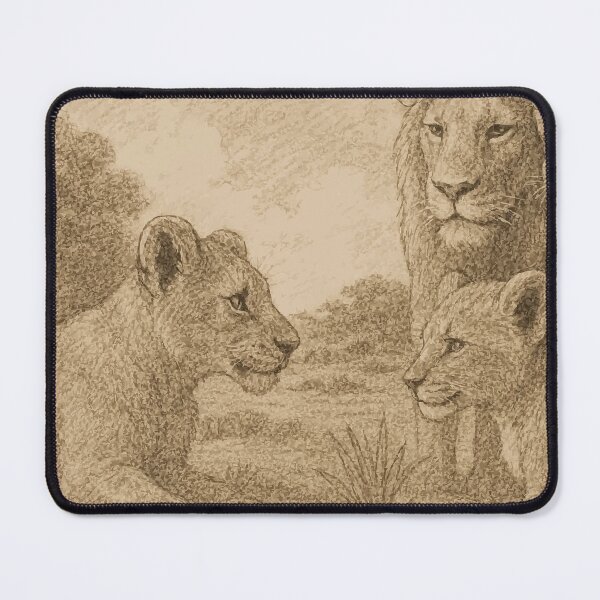 Item preview, Simba Lion Family Reunion | Digital Sepia Pencil Art designed and sold by ArtLineEgypt.