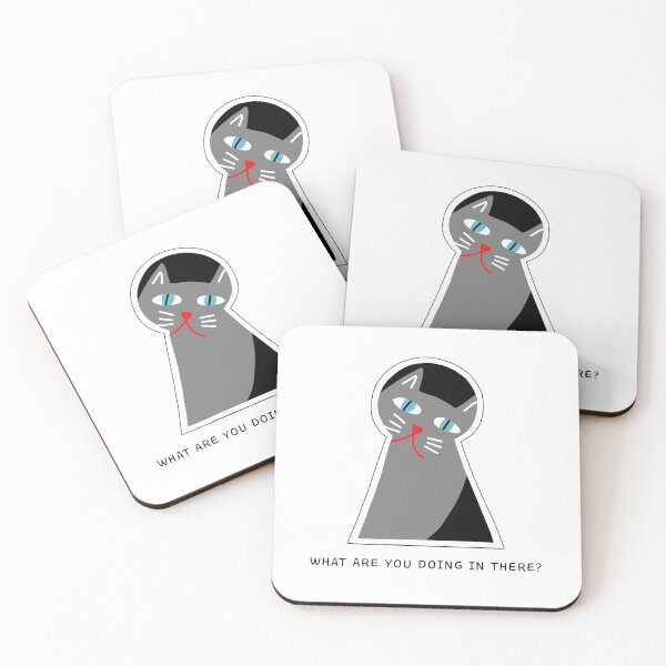 Item preview, Curious cat peeping through a keyhole – What are you doing in there? designed and sold by Stick People Designs.