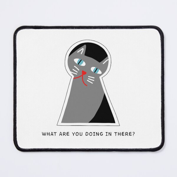 Item preview, Curious cat peeping through a keyhole – What are you doing in there? designed and sold by Stick People Designs.