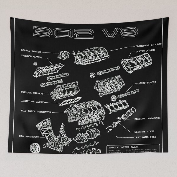 Item preview, coyote v8 5.0 Funny V8 Engine Exploded View American Muscle Anatomy designed and sold by cowtownCOWBOY.