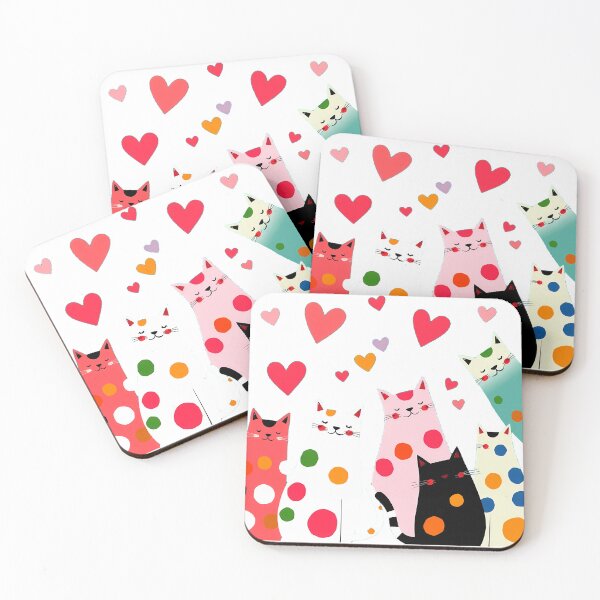 Item preview, Polka-Dot Love Cats – Whimsical Feline Parade designed and sold by meesub.
