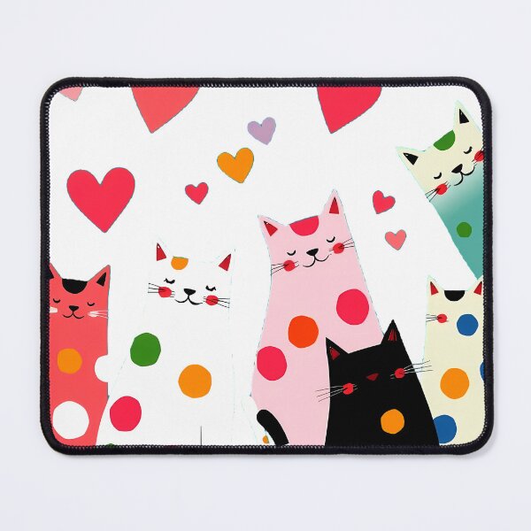 Item preview, Polka-Dot Love Cats – Whimsical Feline Parade designed and sold by meesub.