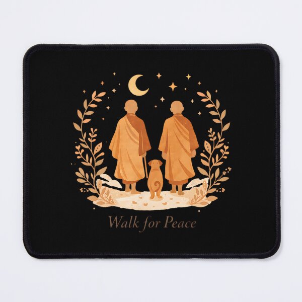 Item preview, Minimalist Zen Art Walk for Peace Monks with Aloka Dog  designed and sold by CristHuds.