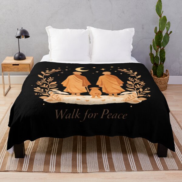 Item preview, Minimalist Zen Art Walk for Peace Monks with Aloka Dog  designed and sold by CristHuds.