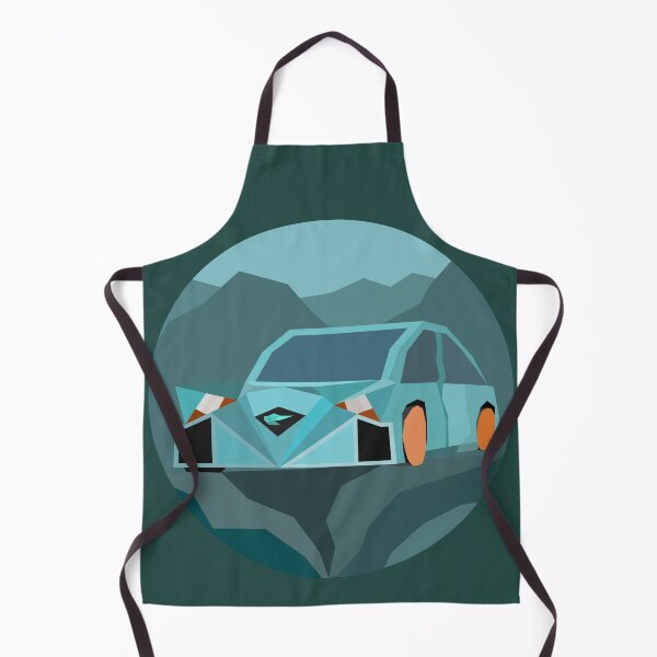 Aperçu de l'œuvre Voiture cyan personnalisée sur fond de montagne créée et vendue par Ekeeca.