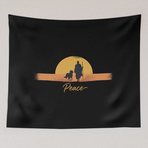 Item preview, Peace Minimalist Zen Art Walk for Peace Monks with Aloka Dog designed and sold by CristHuds.