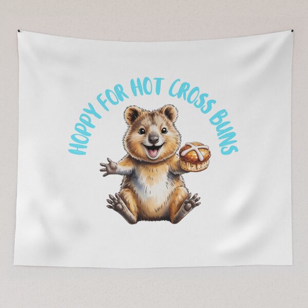 Item preview, Festive Australian Easter Quokka Loves Hot Cross Buns designed and sold by Wennebabs.