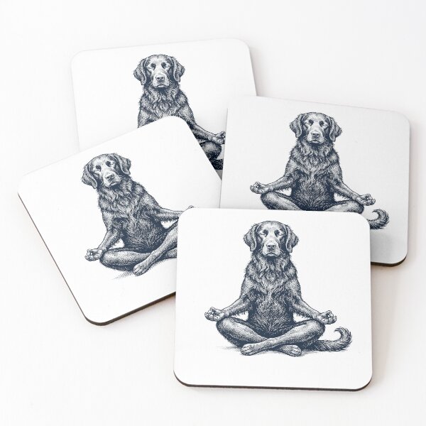 Item preview, Vintage Flat-Coated Retriever Yoga Lotus Meditation Dog Lover designed and sold by DoodleTortle.