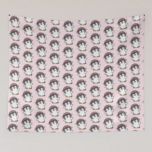 Item preview, Penguin Listening to Music - PINK designed and sold by missnisa.