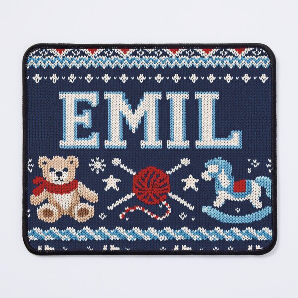 Item preview, Emil (first name) in blue knitted look with toy designed and sold by Mauswohn.