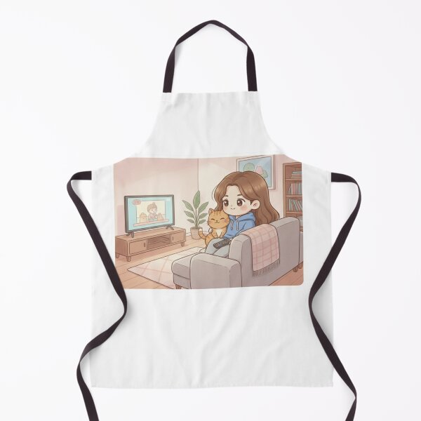 Item preview, Girl and Orange Cat Watching TV at Home designed and sold by Sweet Moments.