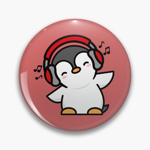 Item preview, Penguin Listening to Music - RED designed and sold by missnisa.