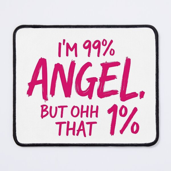 Item preview, I’m 99% Angel But 1% Trouble – Sassy Brush Lettering Quote in Hot Pink | Funny Aesthetic Design designed and sold by Nene's design.