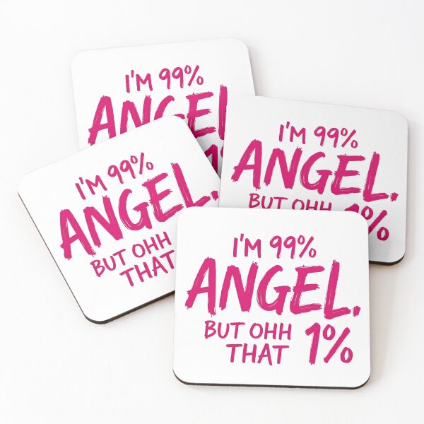 Item preview, I’m 99% Angel But 1% Trouble – Sassy Brush Lettering Quote in Hot Pink | Funny Aesthetic Design designed and sold by Nene's design.