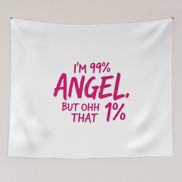 Item preview, I’m 99% Angel But 1% Trouble – Sassy Brush Lettering Quote in Hot Pink | Funny Aesthetic Design designed and sold by Nene's design.