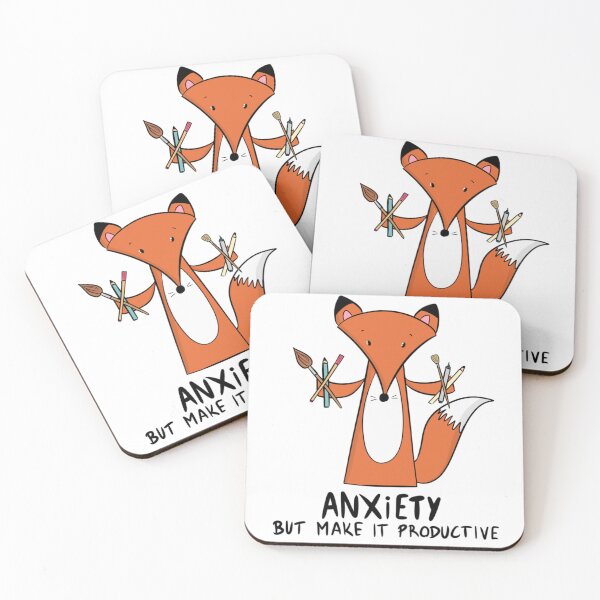 Item preview, Anxiety But Make It Productive Cute Artist Fox designed and sold by DesignFreakArt.