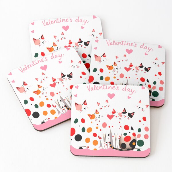 Item preview, Valentine’s Day Cats – Polka-Dot Love Parade designed and sold by meesub.