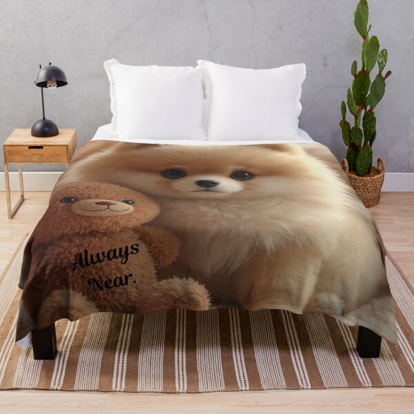 Item preview, Pomeranian_Filo_Teddy Day – Soft Plush Pomeranian with Teddy “Always Near” Art designed and sold by ArtivaNest.
