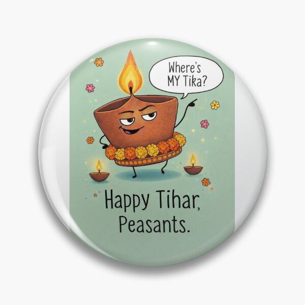 Item preview, Tihar Diya with Festive Marigolds and Cultural Humor designed and sold by Aryabek.