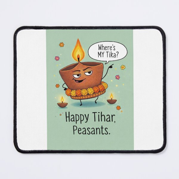 Item preview, Tihar Diya with Festive Marigolds and Cultural Humor designed and sold by Aryabek.
