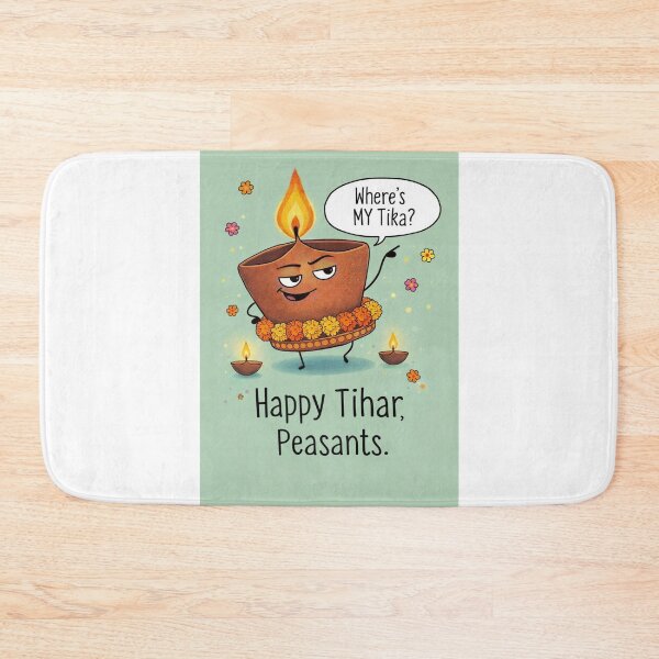 Item preview, Tihar Diya with Festive Marigolds and Cultural Humor designed and sold by Aryabek.