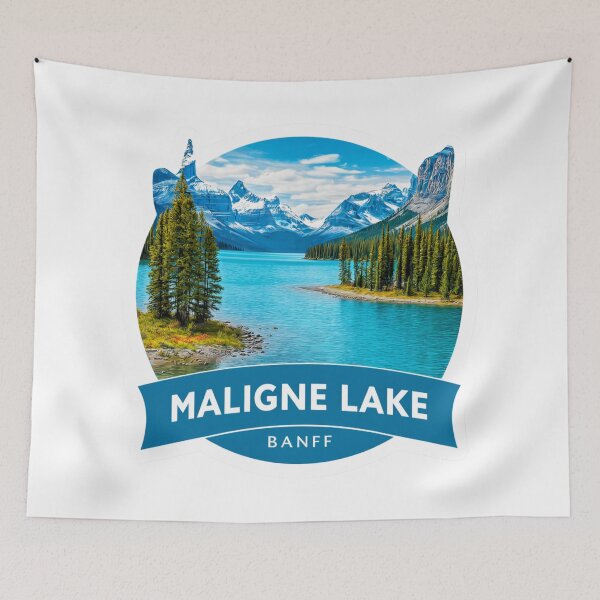 Item preview, Maligne Lake Banff Vintage Travel Badge - Canadian Rockies Turquoise Glacial Lake Alberta   Mountain Wilderness Sticker designed and sold by Blurbean.