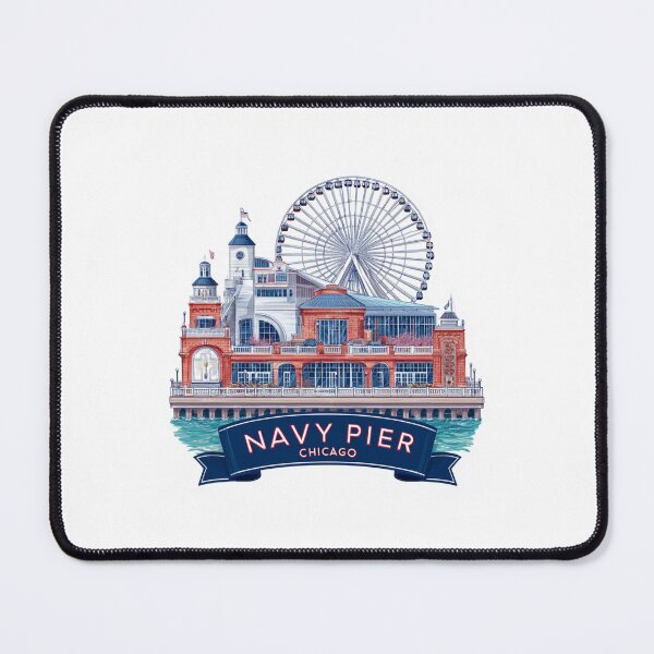 Item preview, Navy Pier Chicago Vintage Travel Sticker - Iconic Ferris Wheel Centennial Wheel Lake Michigan Lakefront Entertainment designed and sold by Blurbean.